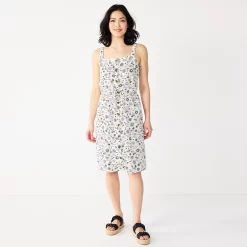 Women's Sonoma Goods For Life® Print Button-Front Tank Dress -Sonoma Goods For Life Shop 5547163 White Floral