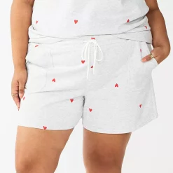 Plus Size Sonoma Goods For Life® Drawstring Fleece Shorts -Sonoma Goods For Life Shop 5549511 Gray Hearts