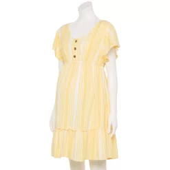 Maternity Sonoma Goods For Life® Flutter-Sleeve Tiered Dress -Sonoma Goods For Life Shop 5549577 Yellow Candy Stripe