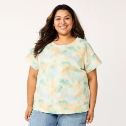 Plus Size Sonoma Goods For Life® Short-Sleeve Fleece Sweatshirt -Sonoma Goods For Life Shop 5550378 Blue Cloud Dye