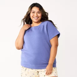 Plus Size Sonoma Goods For Life® Short-Sleeve Fleece Sweatshirt -Sonoma Goods For Life Shop 5550378 Iris Bouquet