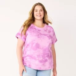 Plus Size Sonoma Goods For Life® Short-Sleeve Fleece Sweatshirt -Sonoma Goods For Life Shop 5550378 Purple Dye