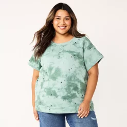 Plus Size Sonoma Goods For Life® Short-Sleeve Fleece Sweatshirt -Sonoma Goods For Life Shop 5550378 Star Tie Dye