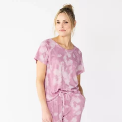Women's Sonoma Goods For Life® Essential Short Sleeve Pajama Top -Sonoma Goods For Life Shop 5553510 Purple Dye