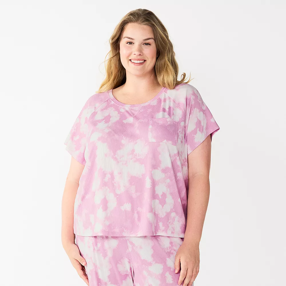 Plus Size Sonoma Goods For Life® Essential Short Sleeve Pajama Top 2 Plus Size Sonoma Goods For Life® Essential Short Sleeve Pajama Top - Image 2
