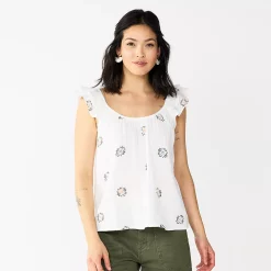 Women's Sonoma Goods For Life® Relaxed Ruffled Tank -Sonoma Goods For Life Shop 5554773 White Flower