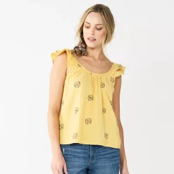 Women's Sonoma Goods For Life® Relaxed Ruffled Tank -Sonoma Goods For Life Shop 5554773 Yellow Flower