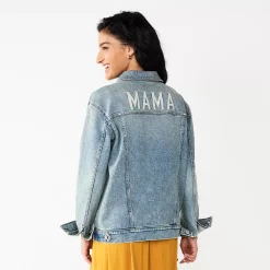 Maternity Sonoma Goods For LifeĀ® Embroidered "Mama" Jean Jacket