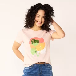 Women's Sonoma Goods For Life® Summer Graphic Tees -Sonoma Goods For Life Shop 5558324 Pink Palm Leaves