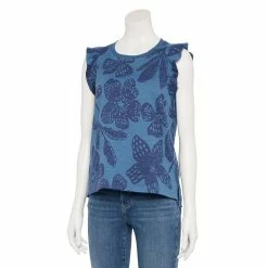 Petite Sonoma Goods For Life® French Terry Flutter-Sleeve Top -Sonoma Goods For Life Shop 5568468 Navy Floral