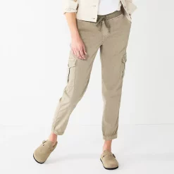 Petite Sonoma Goods For Life® Mid Rise Pull On Jogger Pants -Sonoma Goods For Life Shop 5569580 Khaki