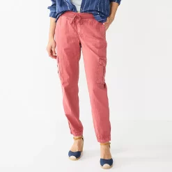Petite Sonoma Goods For Life® Mid Rise Pull On Jogger Pants -Sonoma Goods For Life Shop 5569580 Mauve