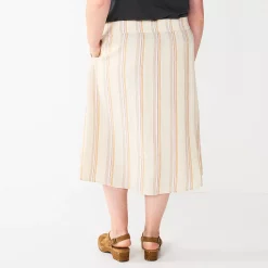 Plus Size Sonoma Goods For Life® Vented Button-Front Midi Skirt -Sonoma Goods For Life Shop 5570625 ALT