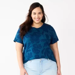 Petite Plus Size Sonoma Goods For Life® Crewneck Tee 46 Petite Plus Size Sonoma Goods For Life® Crewneck Tee -Sonoma Goods For Life Shop 5572597 Navy Tropical Floral