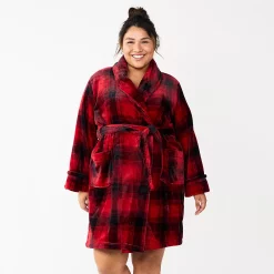 Plus Size Sonoma Goods For Life® Short Plush Robe -Sonoma Goods For Life Shop 5574695 Buffalo Check