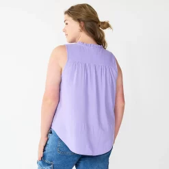Plus Size Sonoma Goods For Life® Solid Ruffled Button-Front Tank -Sonoma Goods For Life Shop 5575169 ALT