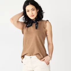 Women's Sonoma Goods For Life® French Terry Flutter-Sleeve Top -Sonoma Goods For Life Shop 5576747 Cocoa Brown