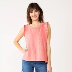 Women's Sonoma Goods For Life® French Terry Flutter-Sleeve Top -Sonoma Goods For Life Shop 5576747 Coral