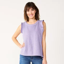 Women's Sonoma Goods For Life® French Terry Flutter-Sleeve Top -Sonoma Goods For Life Shop 5576747 Light Purple
