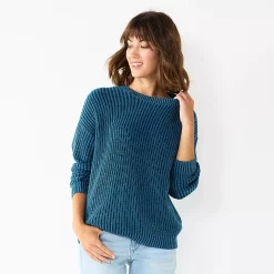Women's Sonoma Goods For Life® Textured Drop-Shoulder Sweater -Sonoma Goods For Life Shop 5579623 Blue