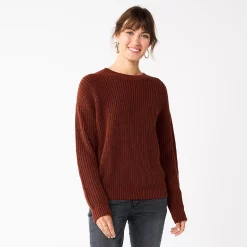 Women's Sonoma Goods For Life® Textured Drop-Shoulder Sweater -Sonoma Goods For Life Shop 5579623 Brown