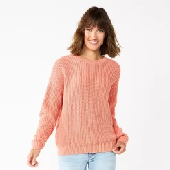 Women's Sonoma Goods For Life® Textured Drop-Shoulder Sweater -Sonoma Goods For Life Shop 5579623 Coral