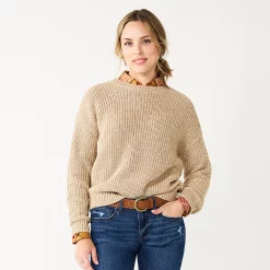 Women's Sonoma Goods For Life® Textured Drop-Shoulder Sweater -Sonoma Goods For Life Shop 5579623 Tan Marl