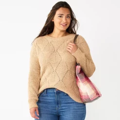 Women's Sonoma Goods For Life® Diamond Stitch Pullover Sweater -Sonoma Goods For Life Shop 5579763 Brown