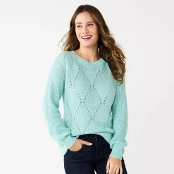 Women's Sonoma Goods For Life® Diamond Stitch Pullover Sweater -Sonoma Goods For Life Shop 5579763 Sky Blue