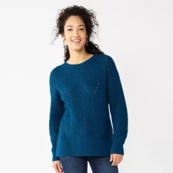 Women's Sonoma Goods For Life® Diamond Stitch Pullover Sweater -Sonoma Goods For Life Shop 5579763 Teal