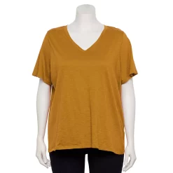 Petite Plus Size Sonoma Goods For Life® Everyday V-Neck Tee -Sonoma Goods For Life Shop 5581510 Green Gold