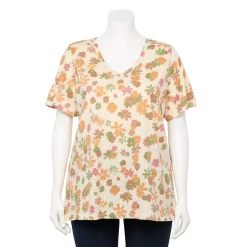 Petite Plus Size Sonoma Goods For Life® Everyday V-Neck Tee -Sonoma Goods For Life Shop 5581510 Ivory Camo Floral