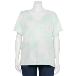 Petite Plus Size Sonoma Goods For Life® Everyday V-Neck Tee -Sonoma Goods For Life Shop 5581510 Light Blue Tie Dye