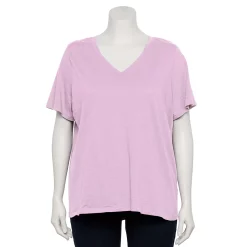 Petite Plus Size Sonoma Goods For Life® Everyday V-Neck Tee -Sonoma Goods For Life Shop 5581510 Light Lilac
