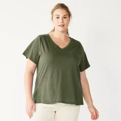 Petite Plus Size Sonoma Goods For Life® Everyday V-Neck Tee -Sonoma Goods For Life Shop 5581510 Olive Night