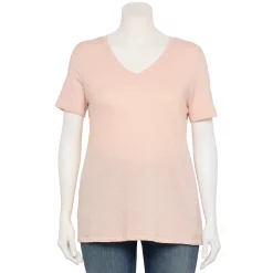 Petite Plus Size Sonoma Goods For Life® Everyday V-Neck Tee -Sonoma Goods For Life Shop 5581510 Peach Layer