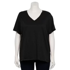 Petite Plus Size Sonoma Goods For Life® Everyday V-Neck Tee -Sonoma Goods For Life Shop 5581510 Pitch Black