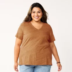 Petite Plus Size Sonoma Goods For Life® Everyday V-Neck Tee -Sonoma Goods For Life Shop 5581510 Texture Brown