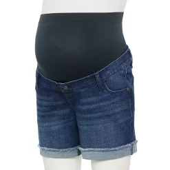 Maternity Sonoma Goods For Life® Inset Over-The-Belly Frayed Jean Shorts -Sonoma Goods For Life Shop 5583214 Dark Wash