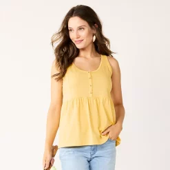 Women's Sonoma Goods For Life® Button Utility Tank -Sonoma Goods For Life Shop 5583719 Light Yellow