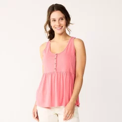 Women's Sonoma Goods For Life® Button Utility Tank -Sonoma Goods For Life Shop 5583719 Melon Pink