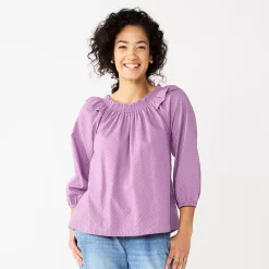 Women's Sonoma Goods For Life® Ruffle Shoulder Peasant Top -Sonoma Goods For Life Shop 5584039 Light Purple
