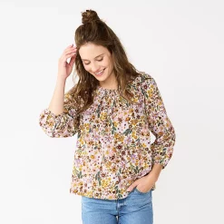 Women's Sonoma Goods For Life® Ruffle Shoulder Peasant Top -Sonoma Goods For Life Shop 5584039 Purple Multi Floral