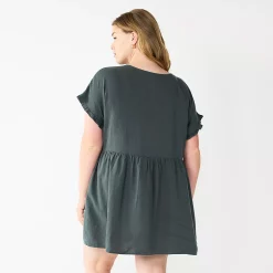Plus Size Sonoma Goods For Life® Ruffled A-Line Mini Dress -Sonoma Goods For Life Shop 5584068 ALT