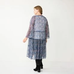 Plus Size Sonoma Goods For Life® Ruffled Tiered Floral Duster Cardigan -Sonoma Goods For Life Shop 5584082 ALT