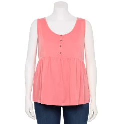 Plus Size Sonoma Goods For Life Button Front Utility Tank -Sonoma Goods For Life Shop 5584138 Melon Pink