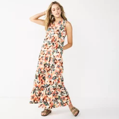 Petite Sonoma Goods For Life® Tiered Maxi Dress -Sonoma Goods For Life Shop 5584155 Pink Floral