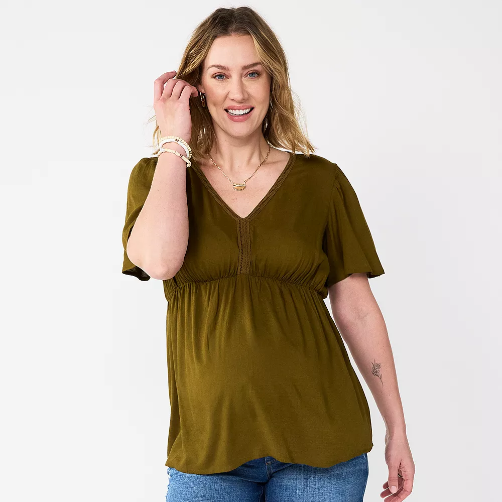 Maternity Sonoma Goods For Life® Flutter Sleeve Top 1 Maternity Sonoma Goods For Life® Flutter Sleeve Top