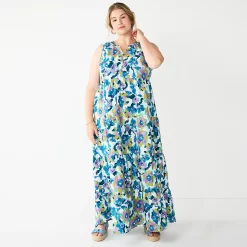 Plus Size Sonoma Goods For Life® Tiered Maxi Dress 8 Plus Size Sonoma Goods For Life® Tiered Maxi Dress -Sonoma Goods For Life Shop 5584786 Blue Floral