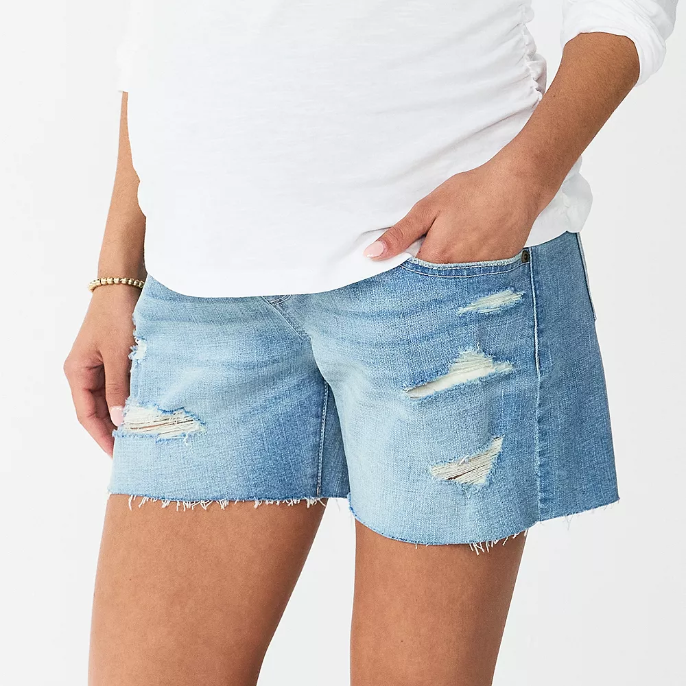 Maternity Sonoma Goods For Life® Over-the-Belly Frayed Hem Shorts 1 Maternity Sonoma Goods For Life® Over-the-Belly Frayed Hem Shorts